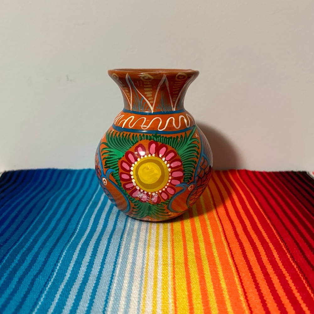 Mini Flower Vase Handpainted Colorful Folk Art Home Decor